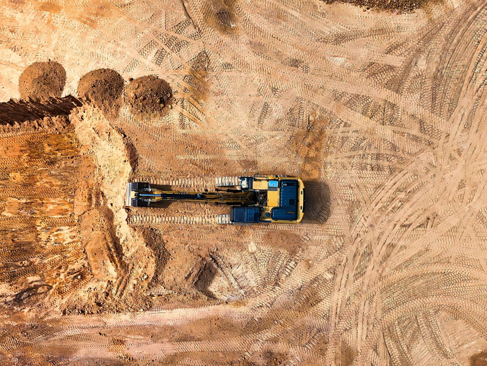 Excavadora vista aérea